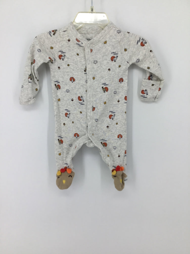 Carter's Child Size Newborn Gray Thanksgiving Sleeper