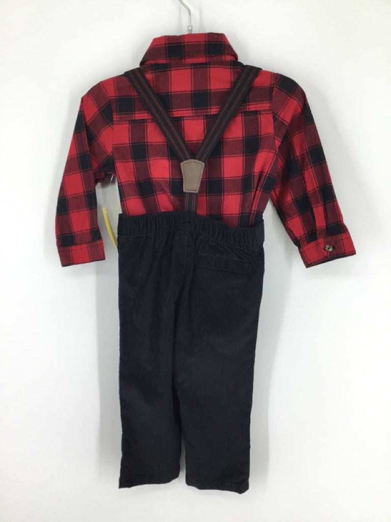 Just One You Made by Carters Child Size 12 Months Red Plaid Outfit - boys