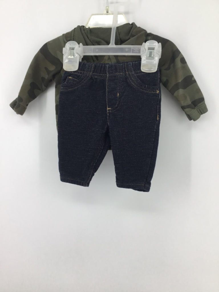 Carter's Child Size 3 Months Green Camoflage Outfit - boys