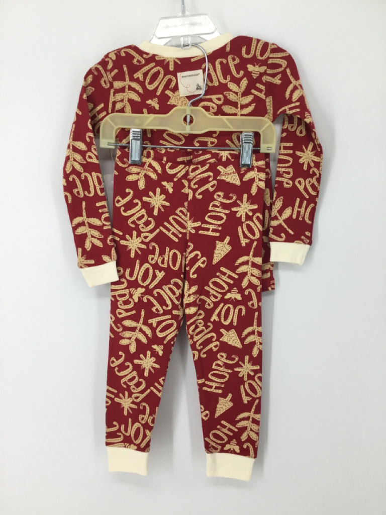 Burt's Bees Baby Child Size 2 Red Christmas Pajamas