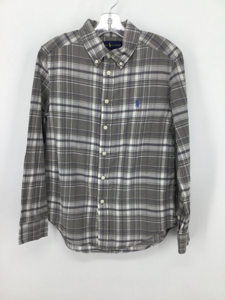 Ralph Lauren Child Size 10 Gray Plaid Shirt - boys