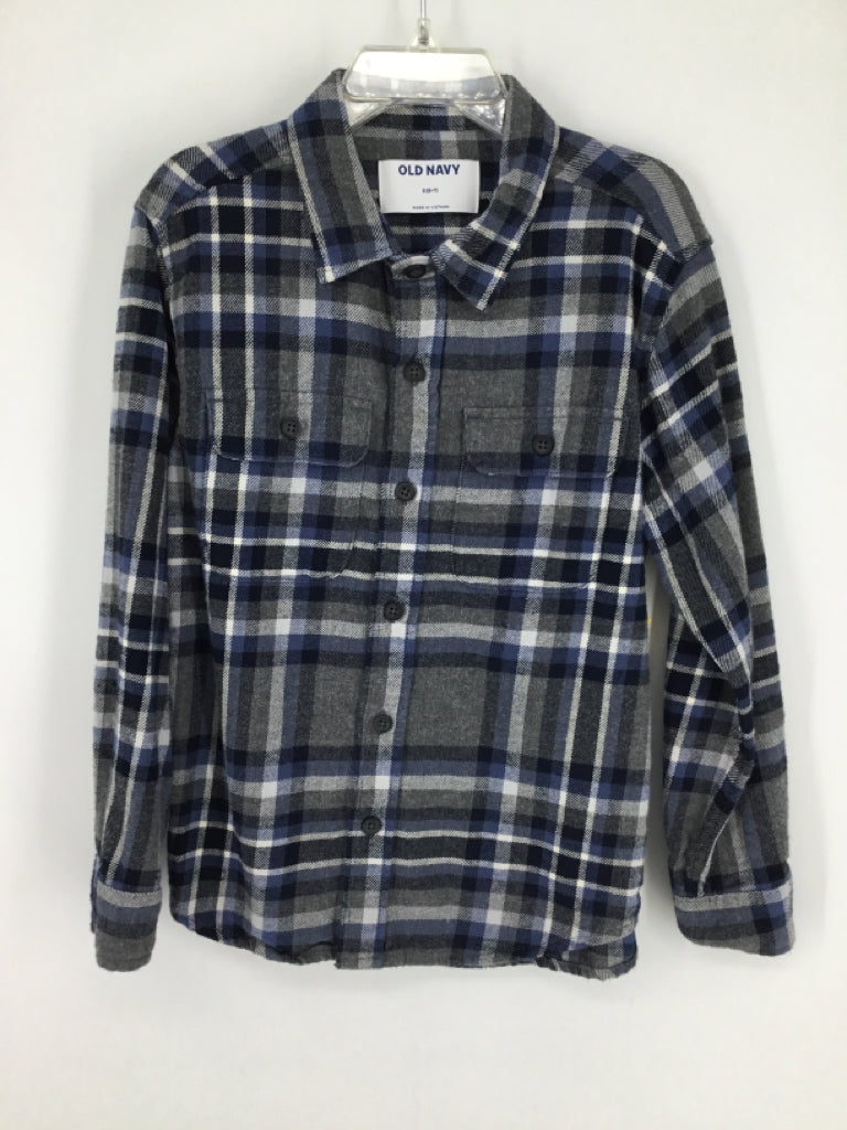 Old Navy Child Size 6 Blue Plaid Shirt - boys