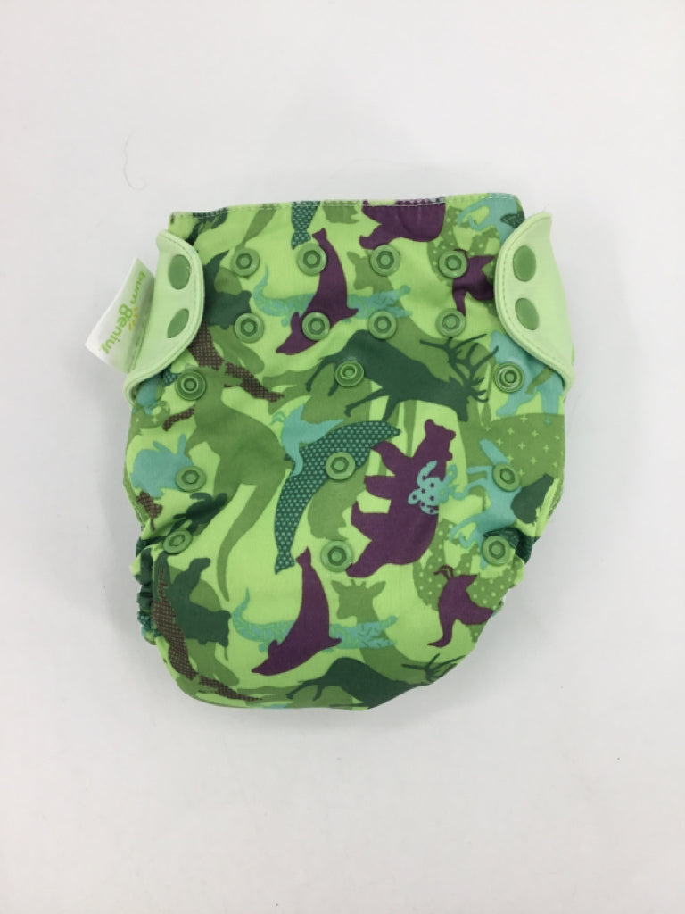 Bum Genius Child Size One Size Green Print Pocket Cloth Diaper