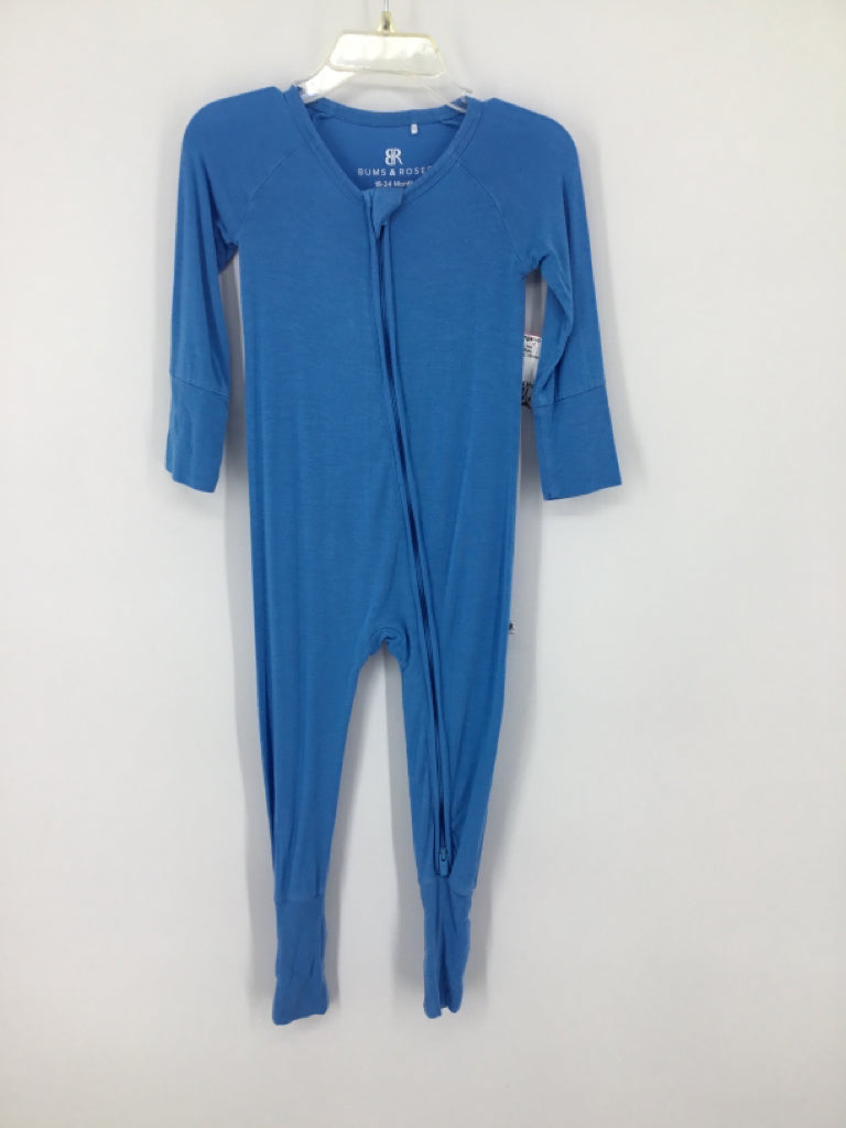 Bums & Roses Child Size 18-24 Months Blue Solid Pajamas - boys