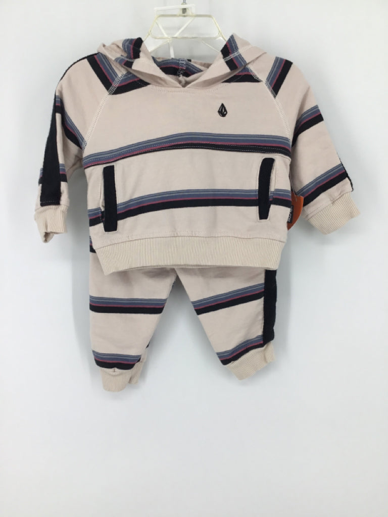 Volcom Child Size 12 Months Tan Stripe Outfit - boys
