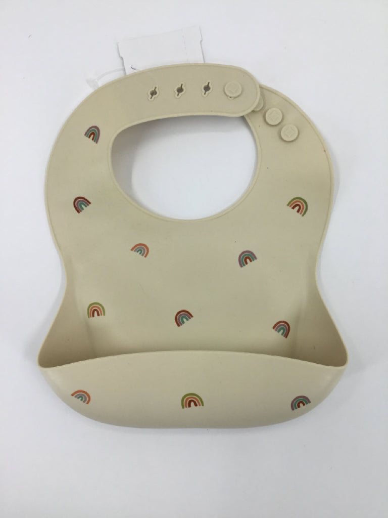 Mushie Beige Rainbow Silicone Bib