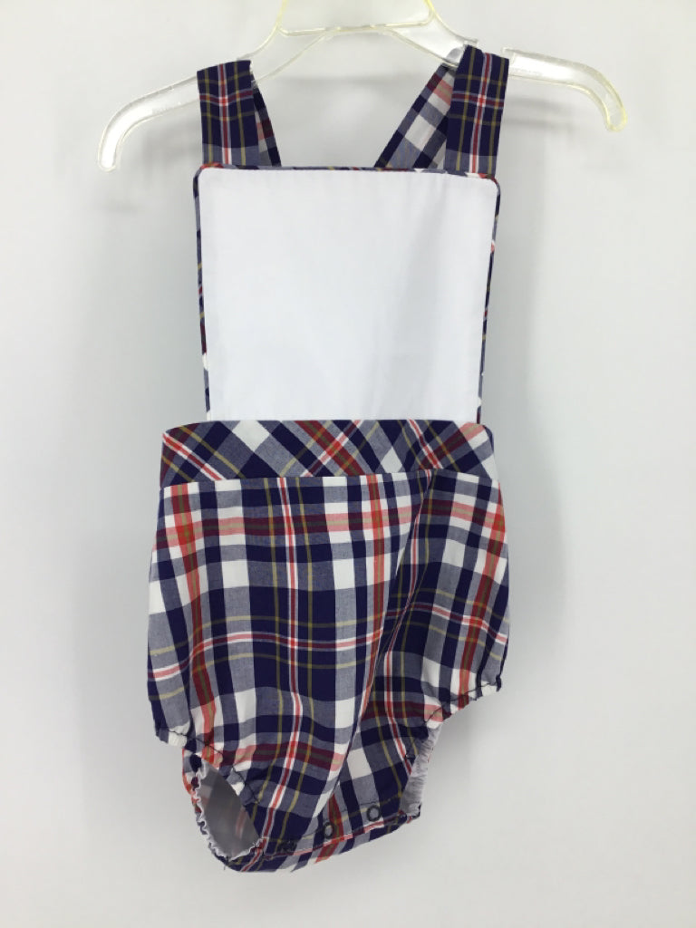 The Beaufort Bonnet Co Child Size 18-24 Months Navy Plaid Outfit - boys