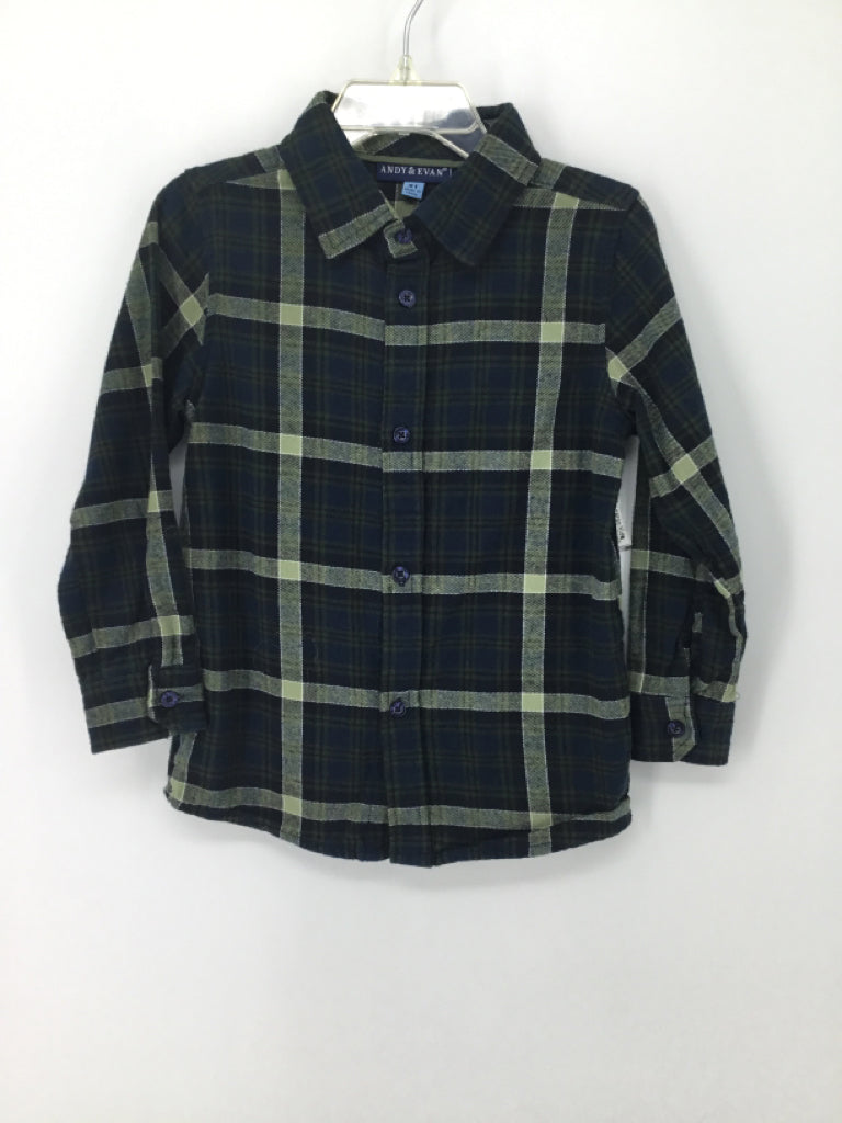 Andy & Evan Child Size 4 Navy Plaid Shirt - boys