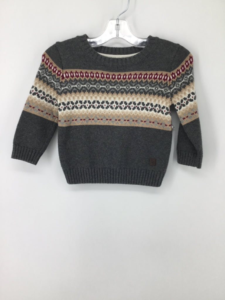 Janie and Jack Child Size 12-18 Months Gray Print Sweater - boys