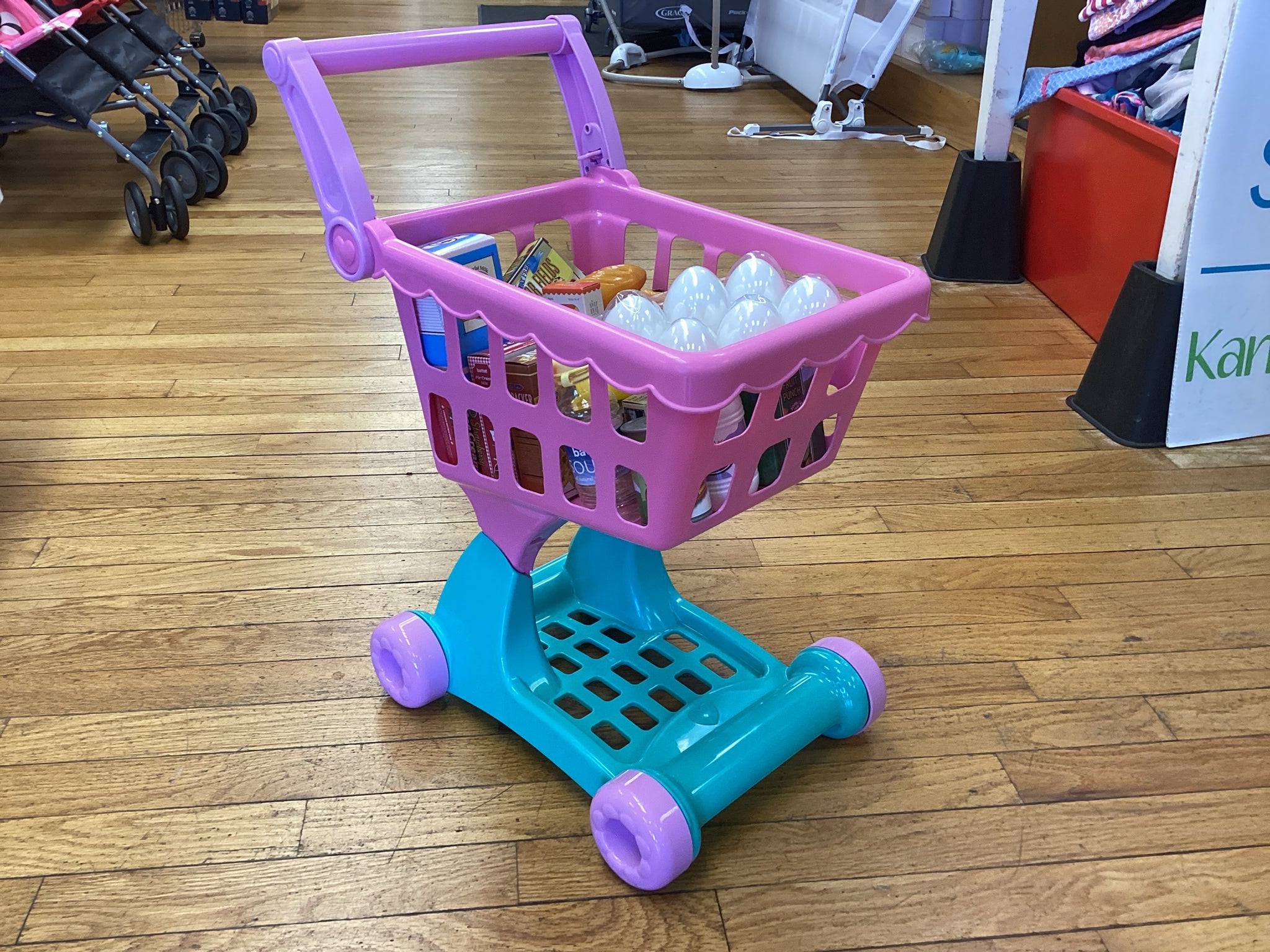 Play Circle by Battat Pink Shopping Day Grocery Cart with Pretend Food