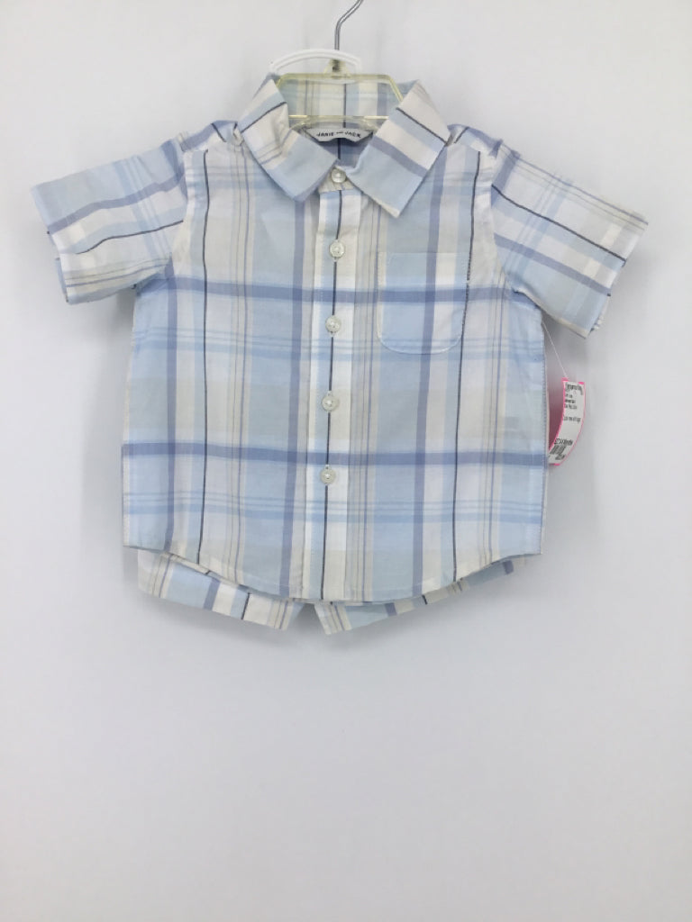 Janie and Jack Child Size 3-6 Months Blue Plaid Outfit - boys