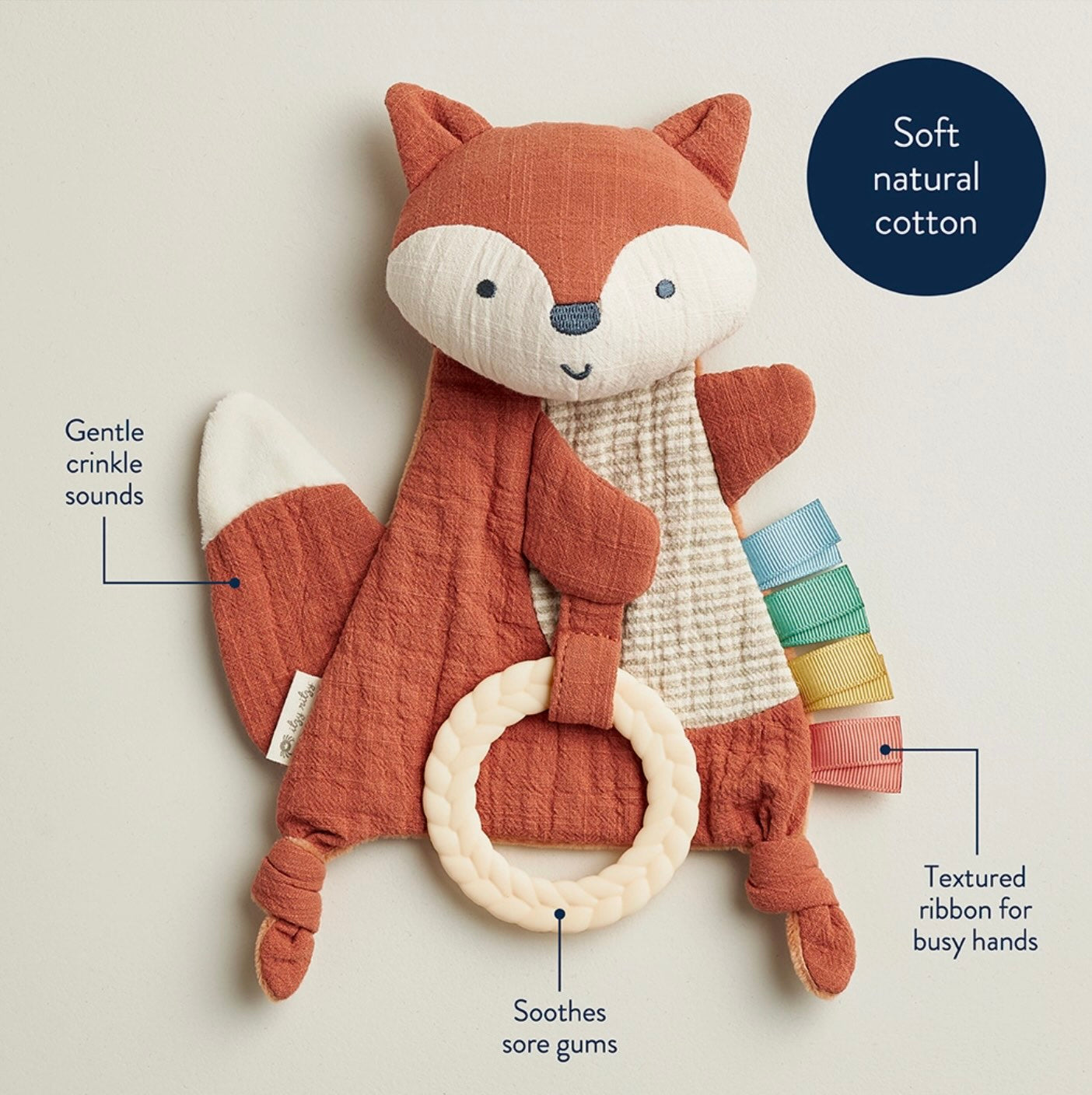 Itzy Ritzy -  Bitzy Crinkle Sensory Toy with Teether (Fox)