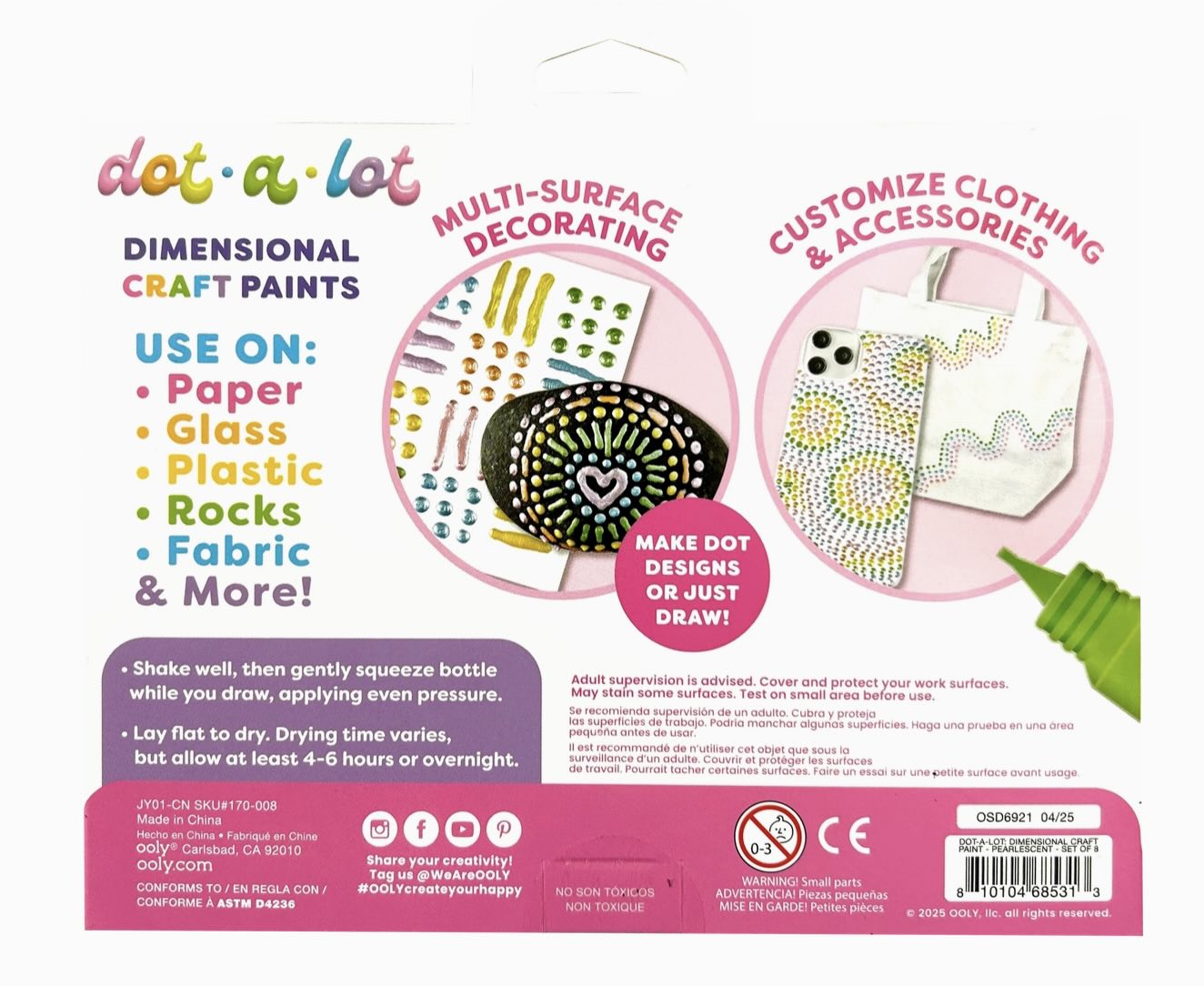 Ooly - Dot-a-Lot Dimentional Craft Paints (Pearlescent)