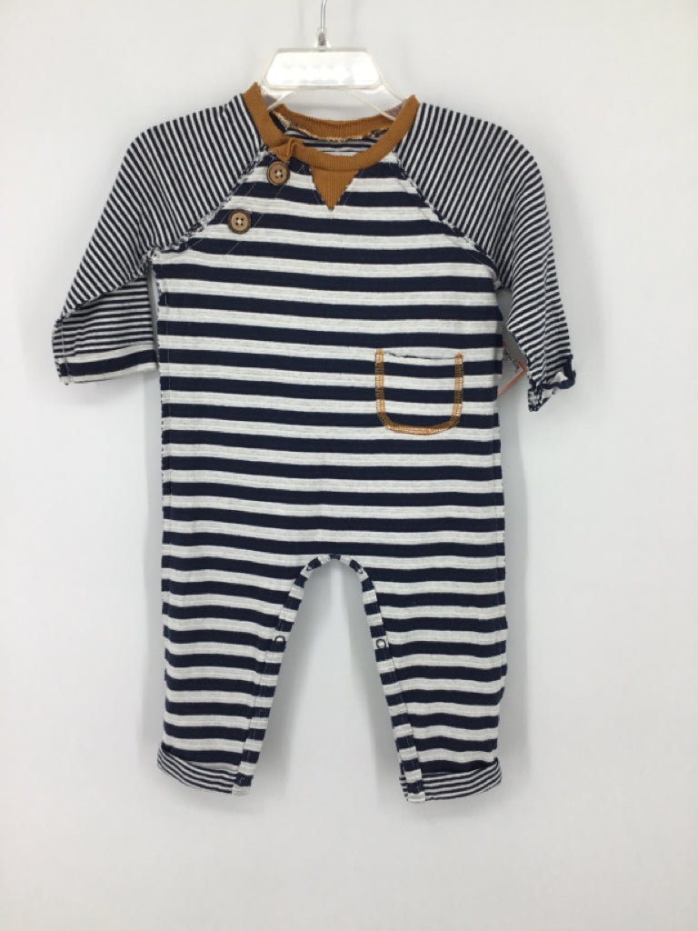 Mudpie Child Size 6-9 Months Navy Stripe Outfit - boys
