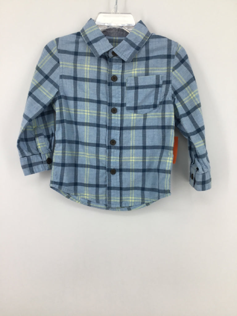 Cat & Jack Child Size 18 Months Blue Plaid Shirt - boys