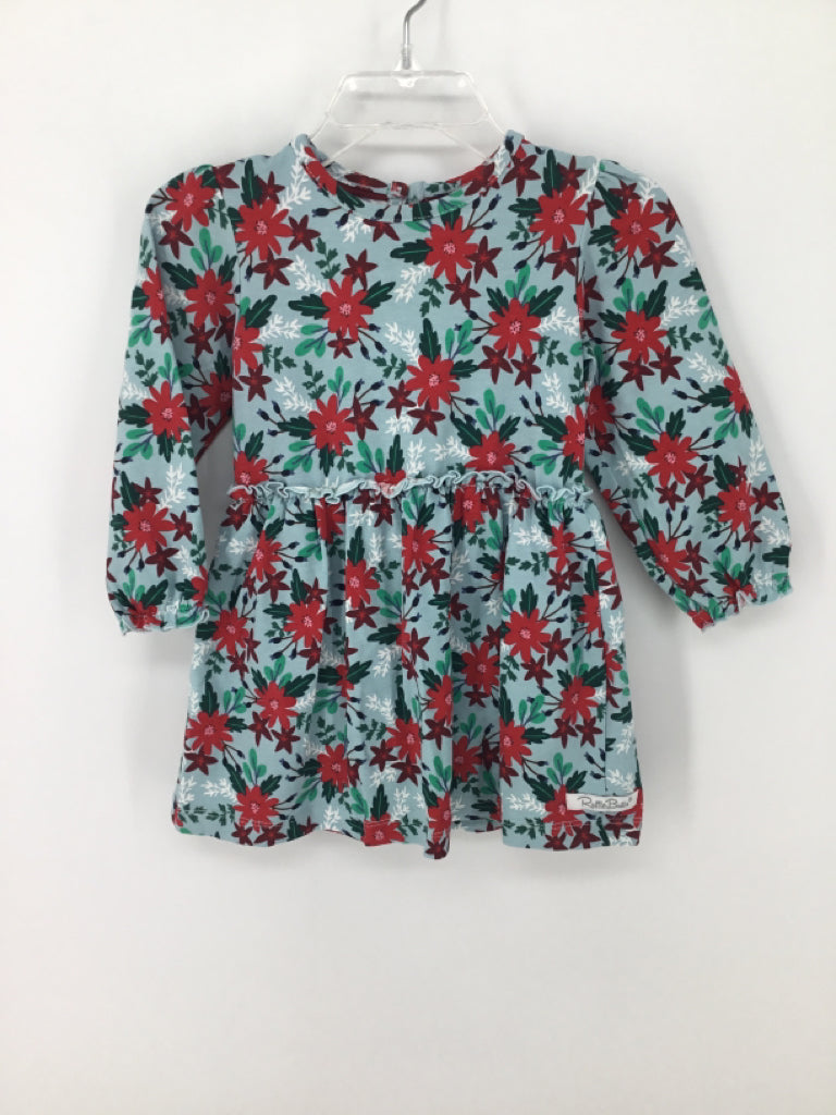 Ruffle Butts Child Size 18-24 Months Blue Christmas Dress