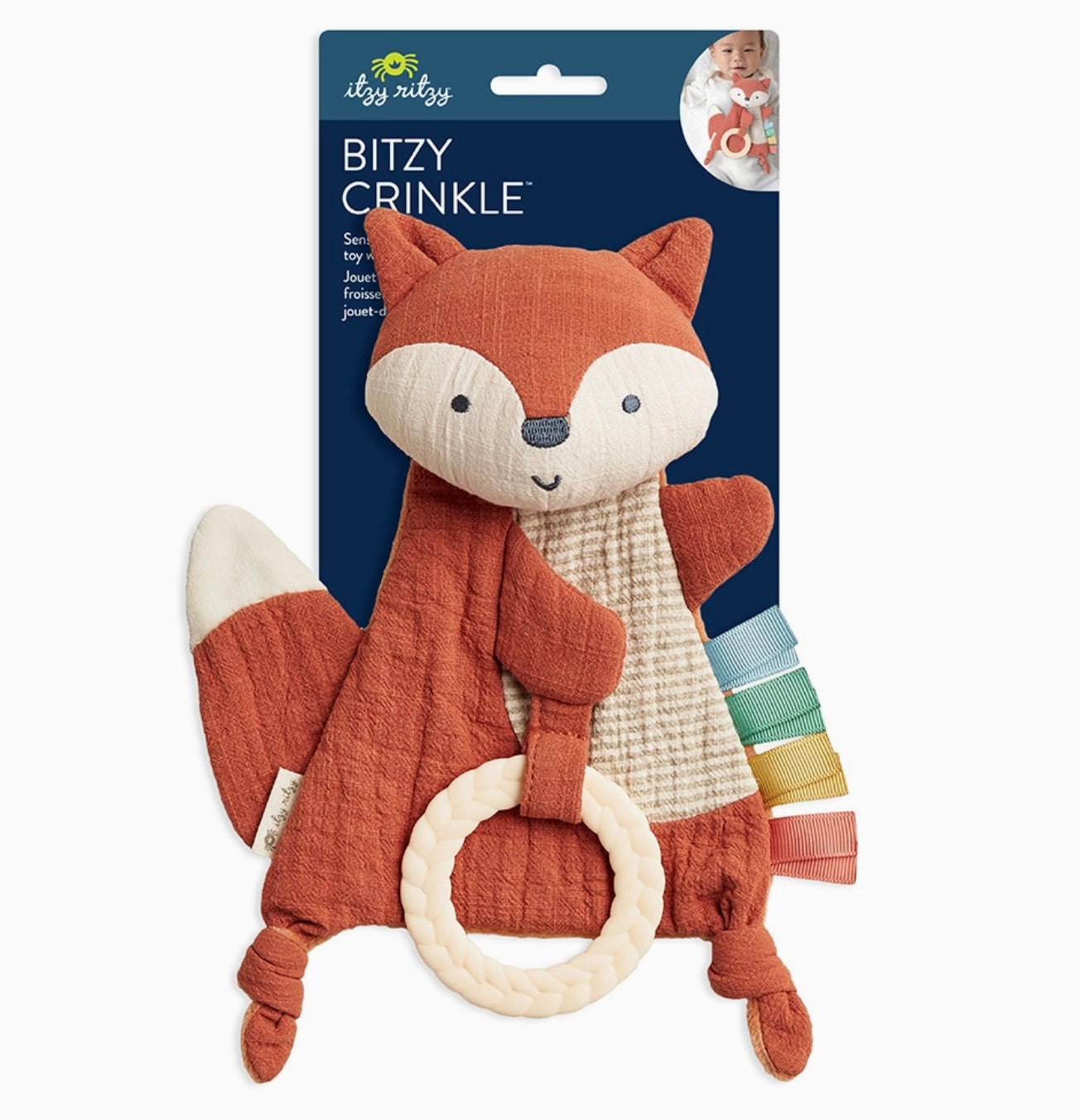 Itzy Ritzy -  Bitzy Crinkle Sensory Toy with Teether (Fox)