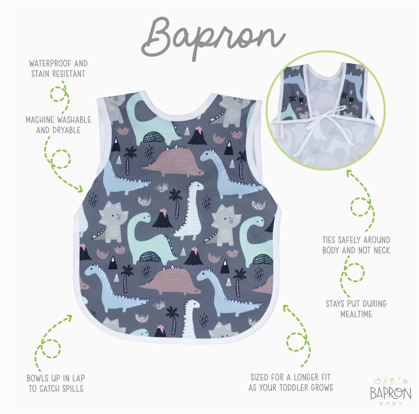 Bapron - Dinosaur Drawing Toddler Size (6M-3T)