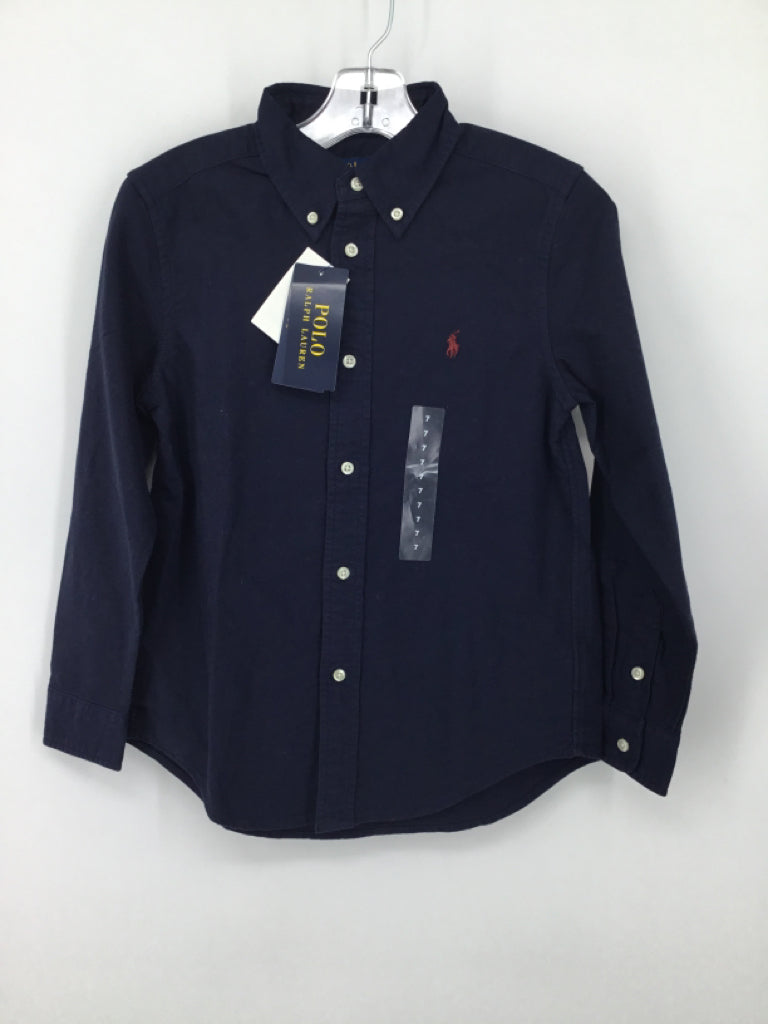 Ralph Lauren Child Size 7 Navy Solid Shirt - boys