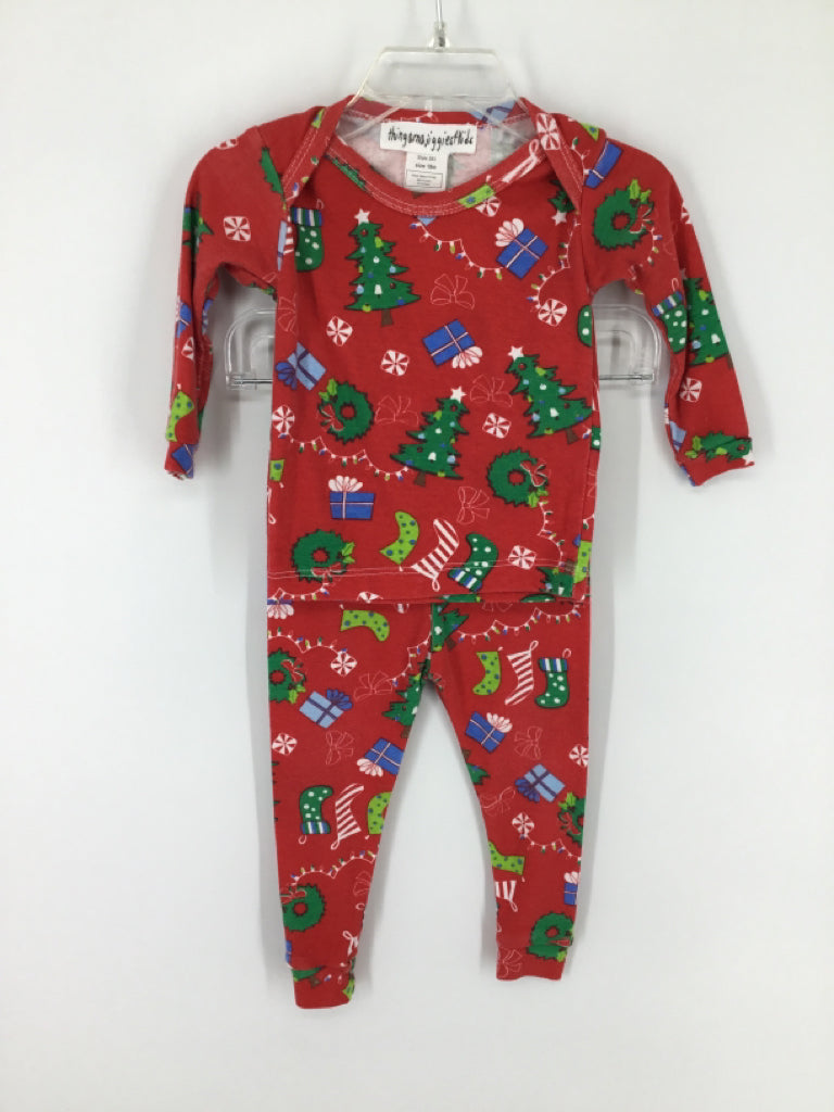 Thingamajiggest Kids Child Size 18 Months Red Christmas Pajamas