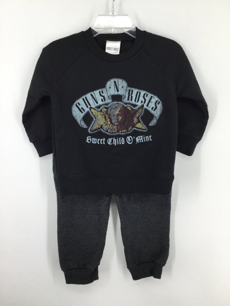 Guns & Roses Child Size 12 Months Black screen printed Outfit - boys