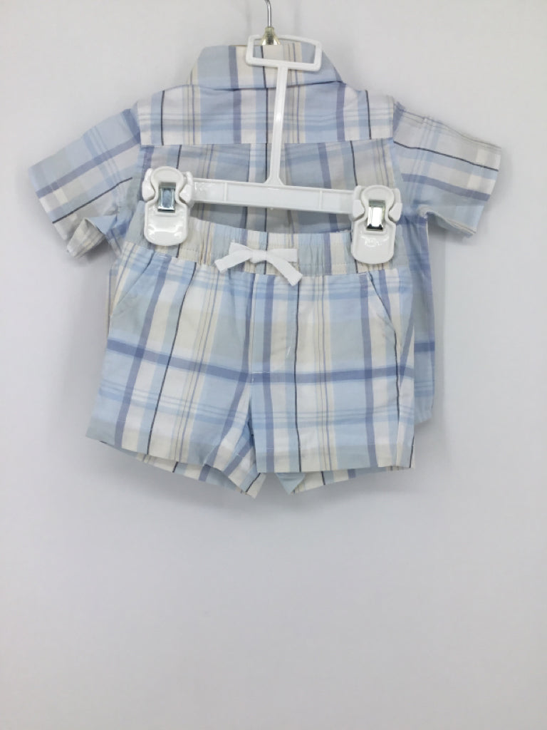 Janie and Jack Child Size 3-6 Months Blue Plaid Outfit - boys