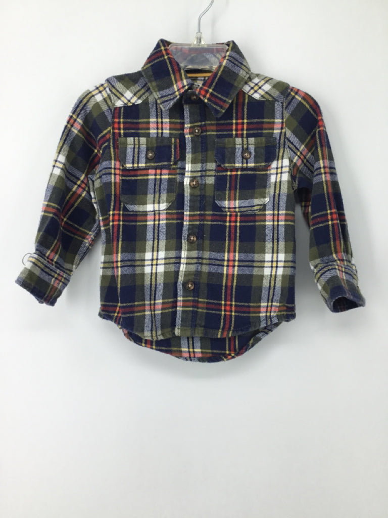 Carter's Child Size 18 Months Navy Plaid Shirt - boys