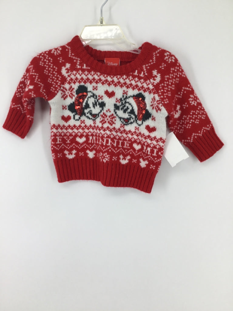Disney Child Size 3-6 Months Red Christmas Sweater