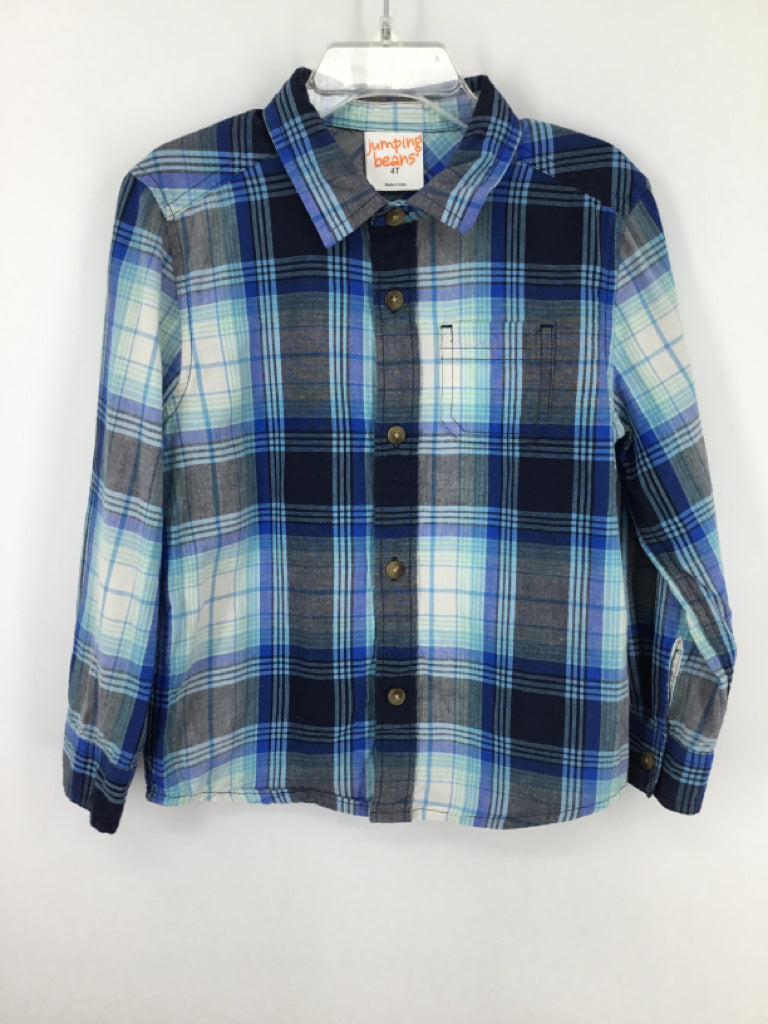 jumping beans Child Size 4 Blue Plaid Shirt - boys
