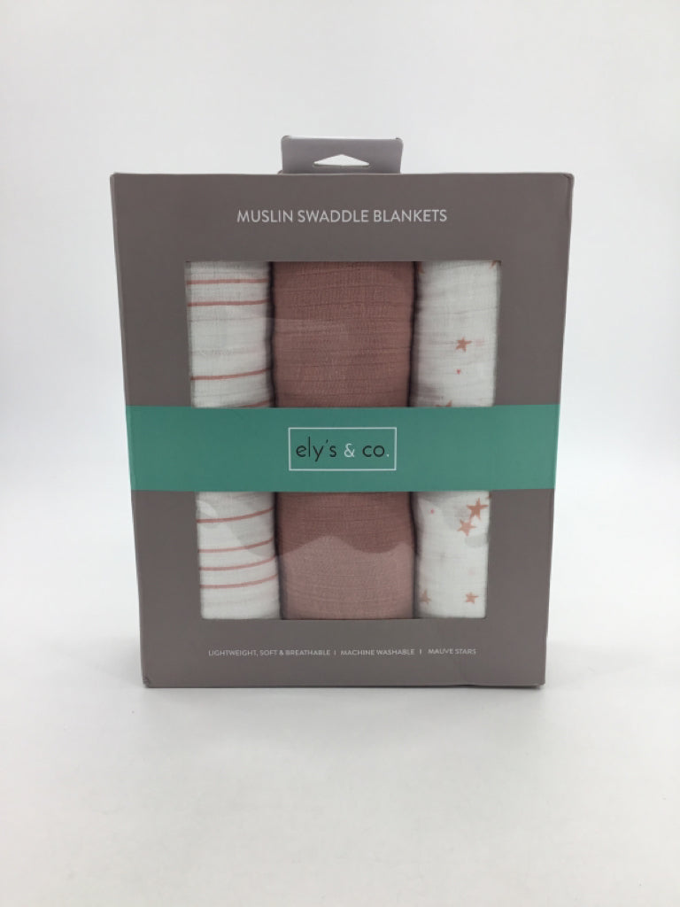Ely's and Co. Pink Muslin Swaddle Blankets - 3 pcs