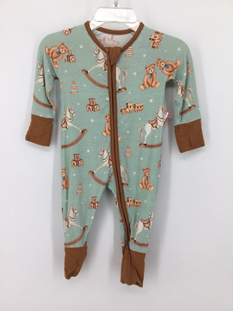 Mighty Mave Apparrel Child Size 0-3 Months Brown Print Pajamas - boys
