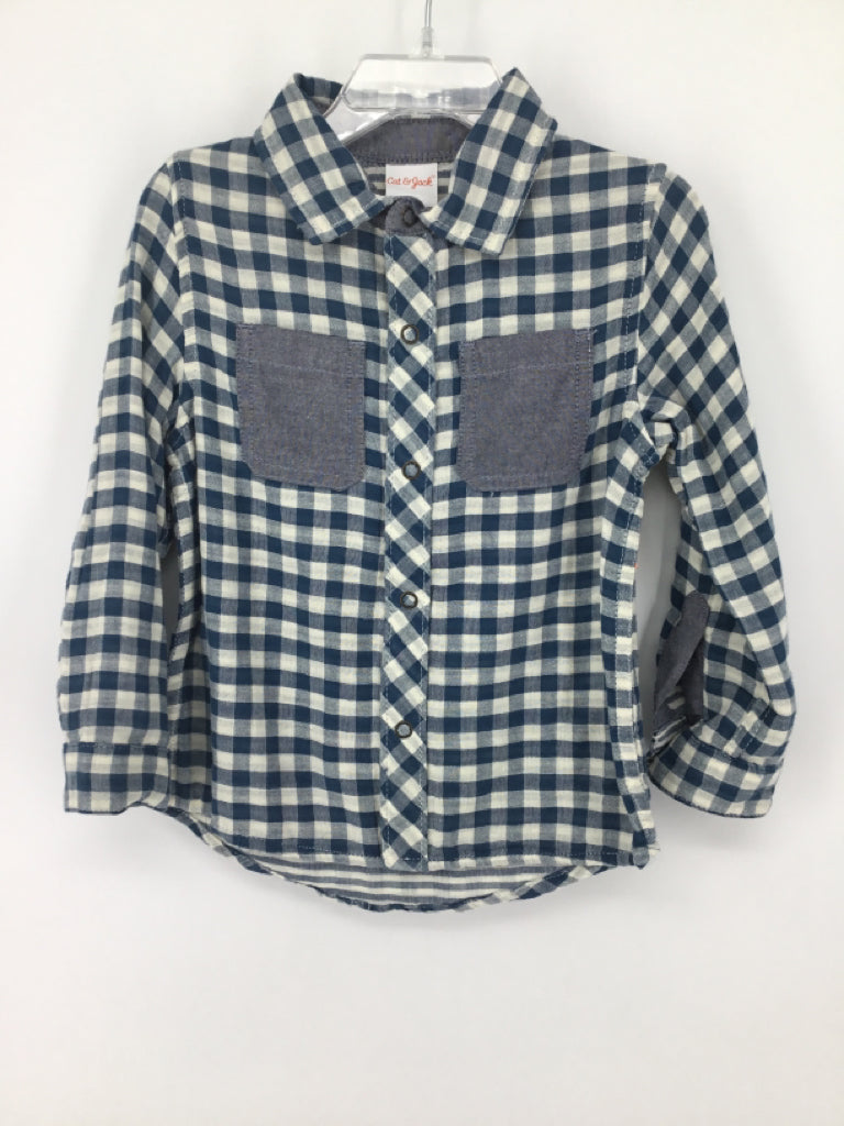 Cat & Jack Child Size 3 Blue Gingham Shirt - boys