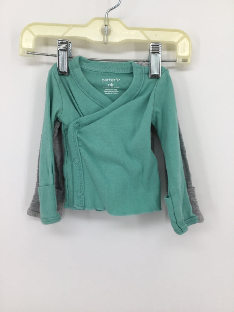 Carter's Child Size Newborn Green Solid Shirt - boys