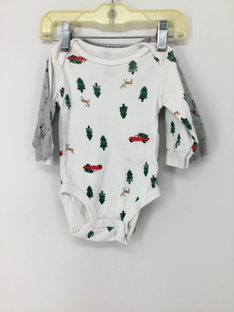 Carter's Child Size 3 Months Gray Christmas Onesie Set of 2