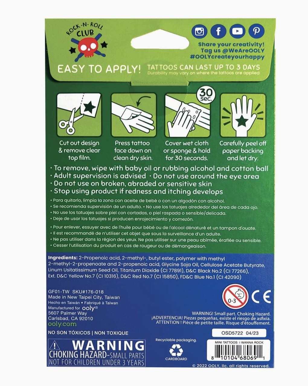 Ooly - Tattoo Palooza Temporary Tattoos ( I Wanna Rock)