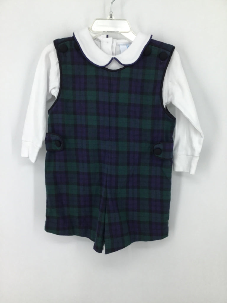 b Bella Bliss Child Size 18 Months Navy Plaid Outfit - boys