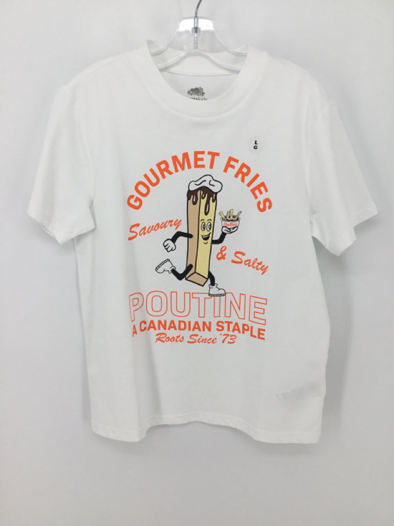 Roots Child Size 9 White screen printed T-shirt - boys