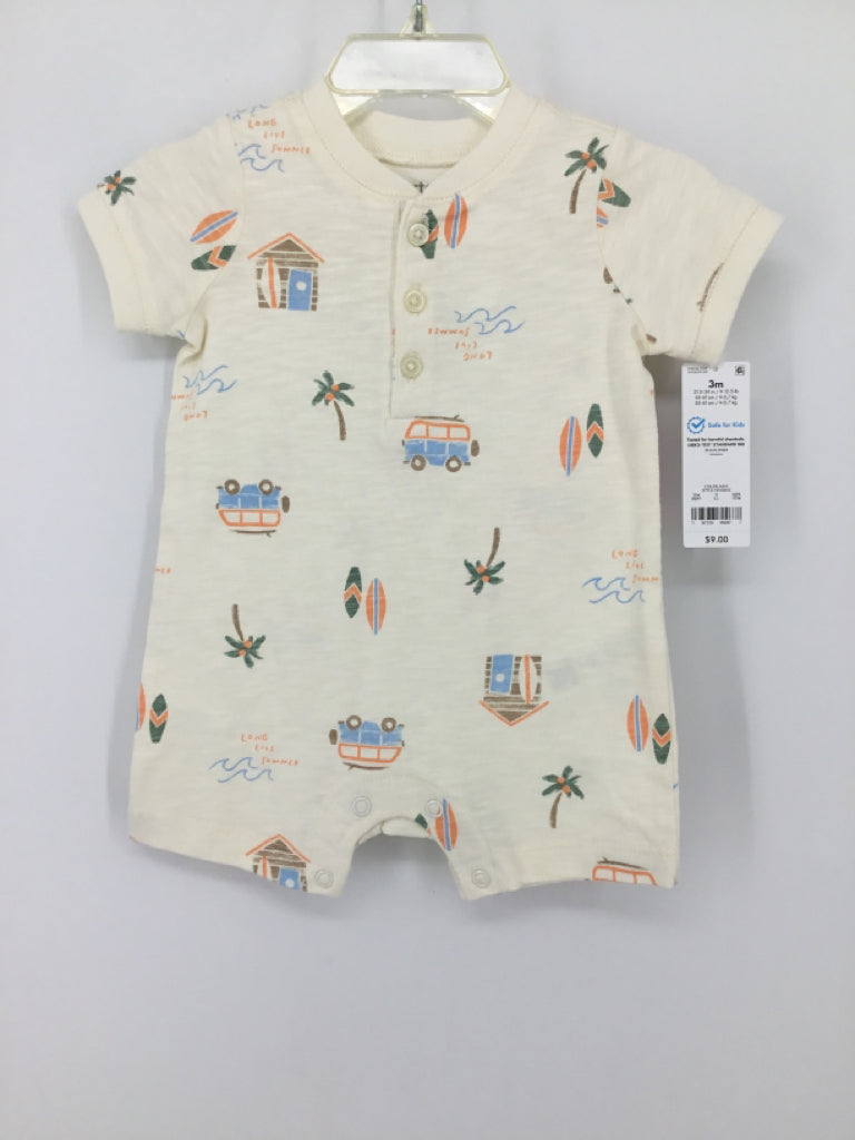 Just One You Made by Carters Child Size 3 Months White Print Outfit - boys