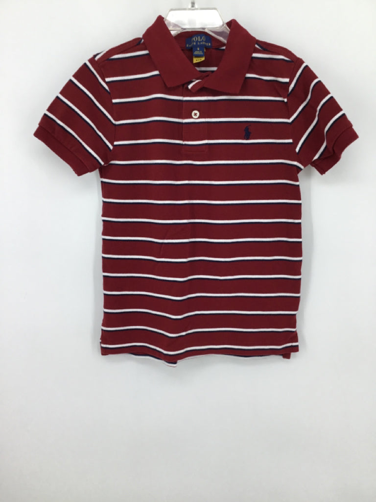Ralph Lauren Child Size 6 Burgundy Stripe Shirt - boys