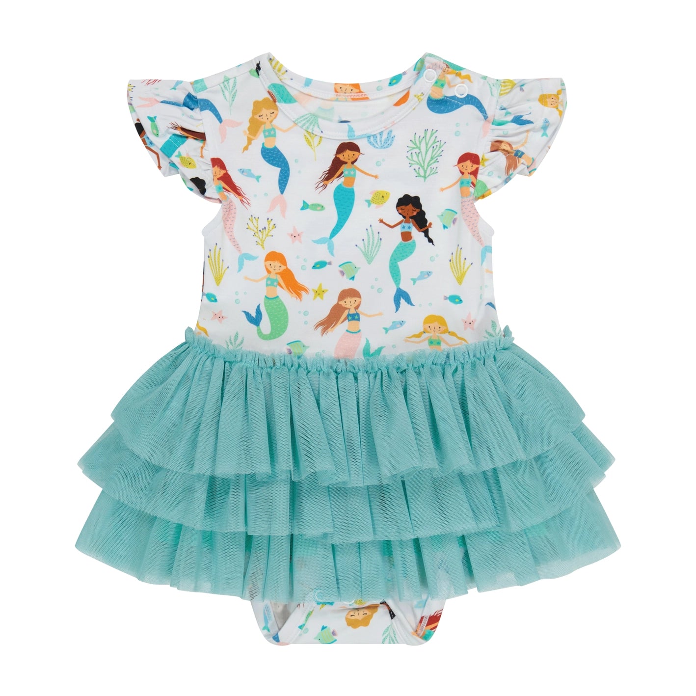 Bird & Bean Bamboo Tulle Skirted Bodysuit - Magic Mermaids