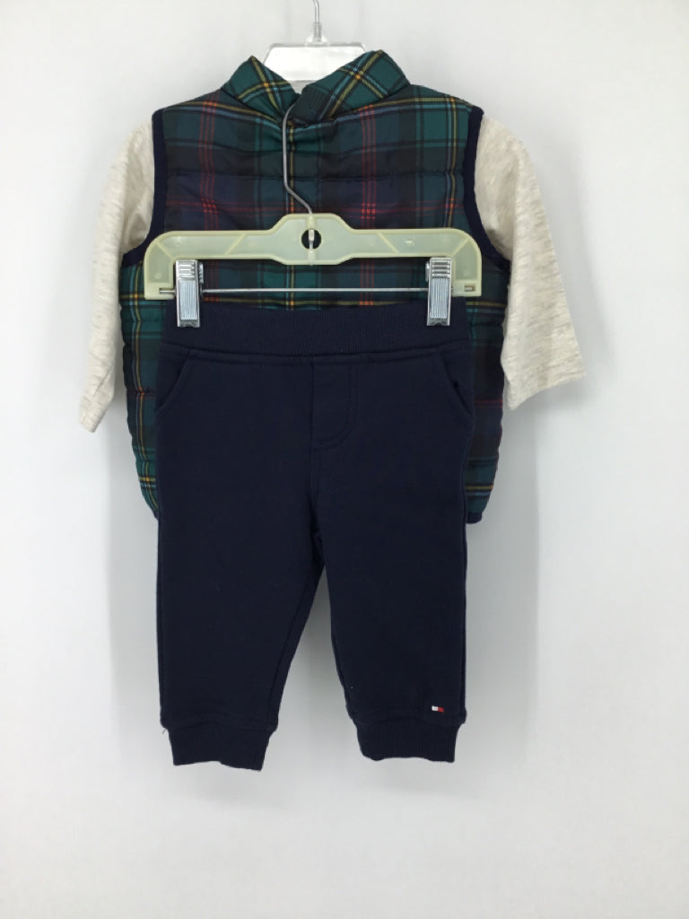 Tommy Hilfiger Child Size 6-9 Months Navy Plaid Outfit - boys