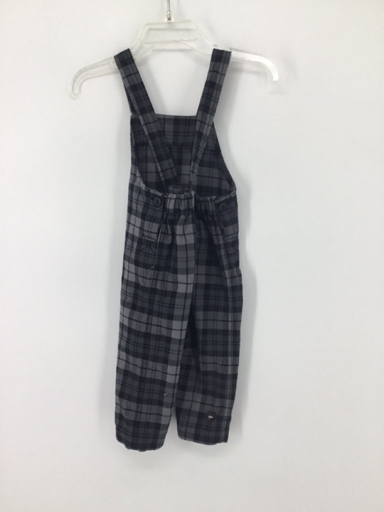 Tea Child Size 6-9 Months Black Plaid Overalls - boys