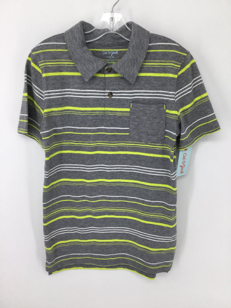 Cat & Jack Child Size 12 Gray Stripe Shirt - boys