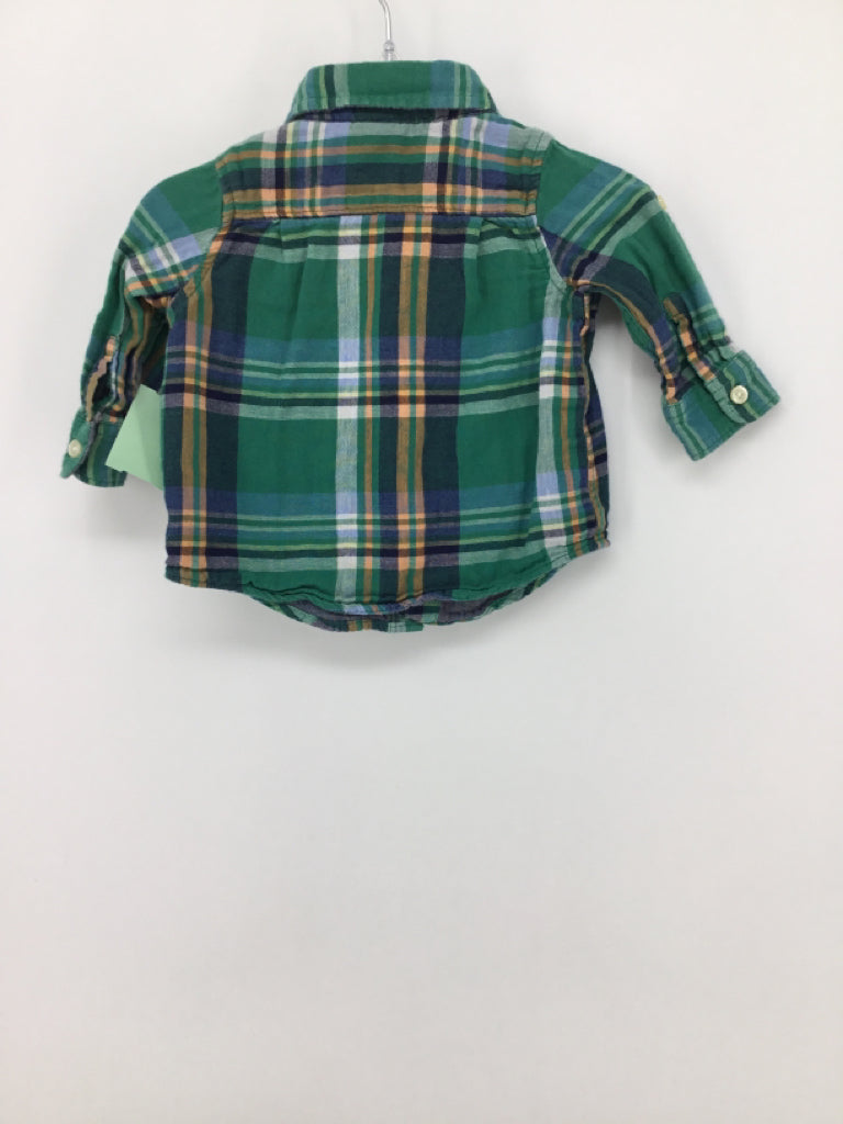 Baby Gap Child Size 3-6 Months Green Plaid Shirt - boys