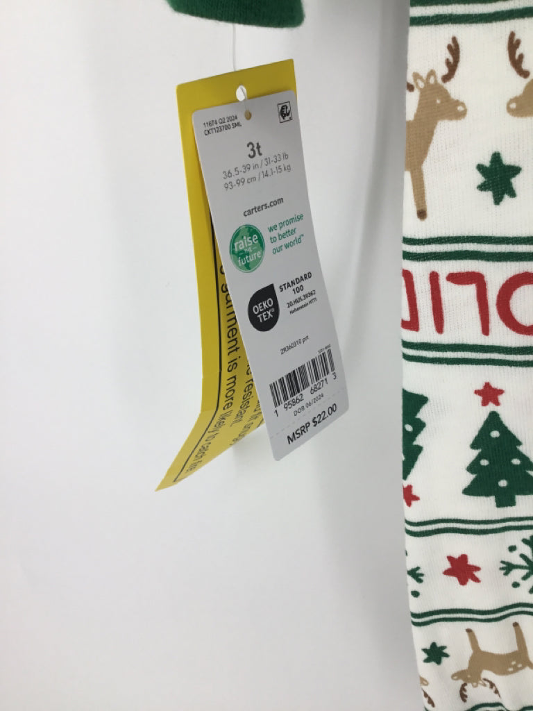 Carter's Child Size 3 Green Christmas Pajamas