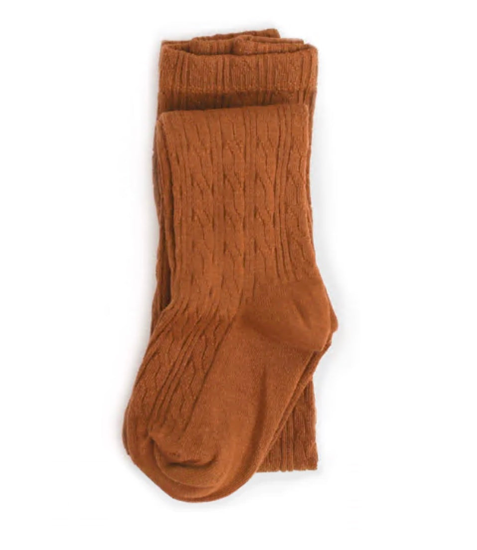The Little Stocking Co - Cable Knit Tights - Sugar Almond