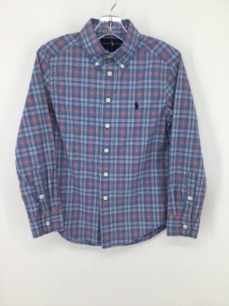 Ralph Lauren Child Size 8 Blue Plaid Shirt - boys
