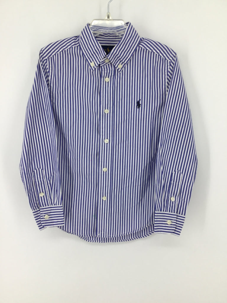 Ralph Lauren Child Size 5 Blue Stripe Shirt - boys