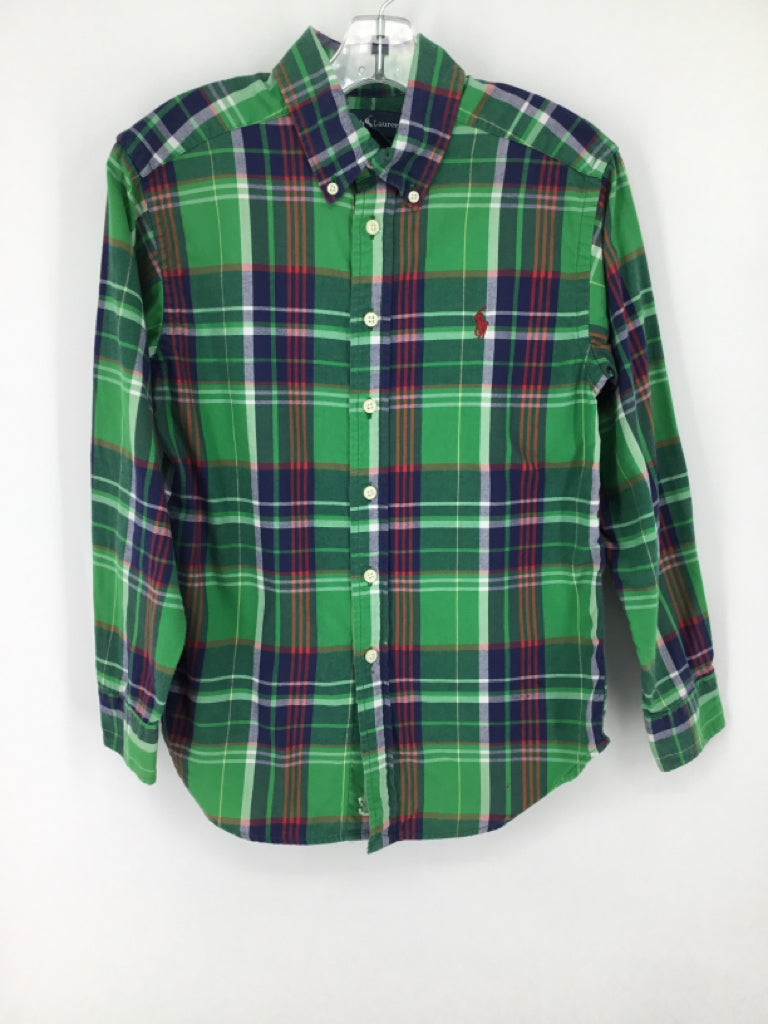 Ralph Lauren Child Size 8 Green Plaid Shirt - boys