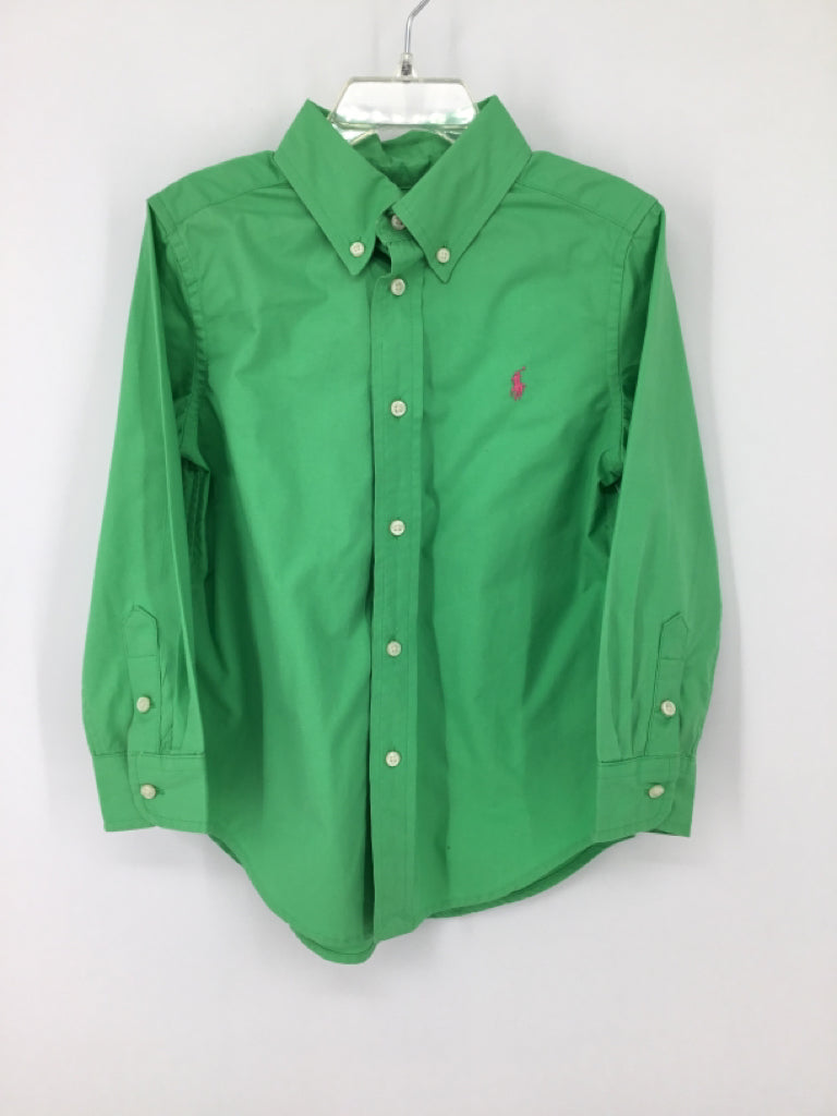 Ralph Lauren Child Size 4 Green Solid Shirt - boys
